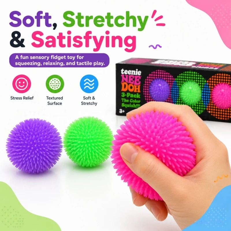 Fluffy Ball Squishy Slow Rebound Toy, Spherical Squeeze Vent Fidget Toy, Sensory Stress Relief Toy for Adults
