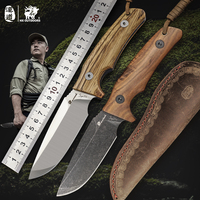 HX OUTDOORS New Jungle Tactical Full Tang Fixed Blade Knives D2 Stainless Steel Wood Handle Camping Hunting Knife Outdoor Tool