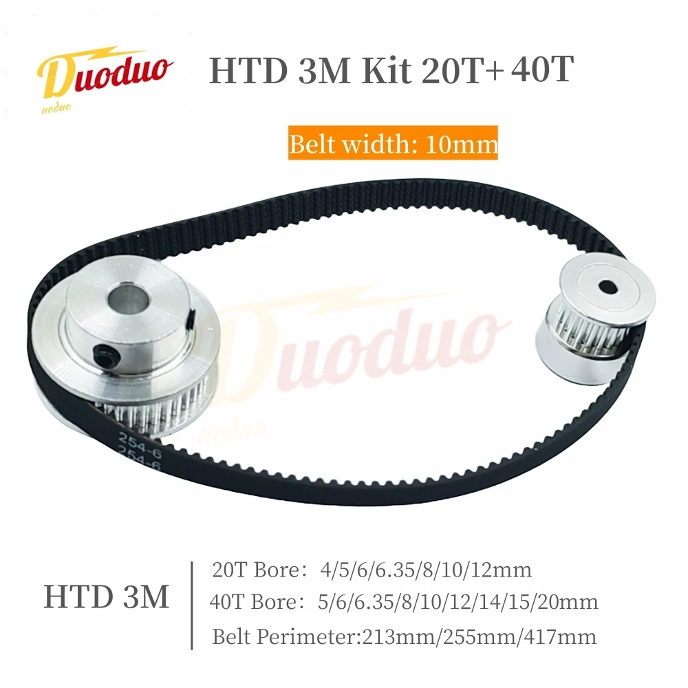 40T 20T HTD 3M Pulley Set For 2:1 Belt Width 10mm Belt Pulleys 40Teeth 20Teeth 3M Synchronous Wheels Set HTD3M Timing Pulley Kit