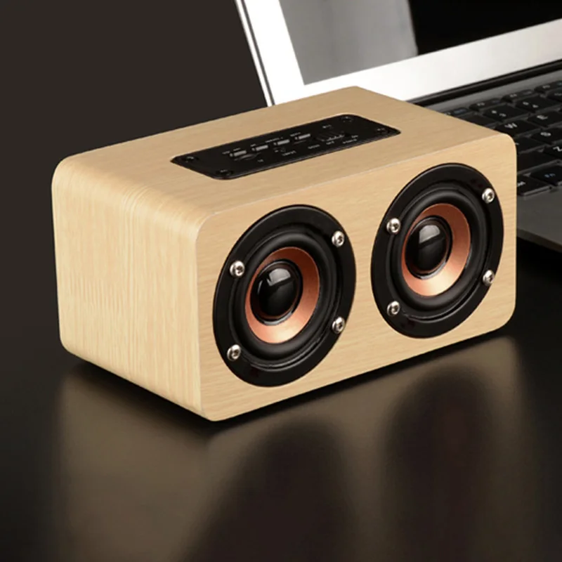

10W Wooden Bluetooth Speaker Dual 52mm Drivers Sound Box1500mAh Battery for 10H Playtime TF Card AUX Input For Gamer Computer PC