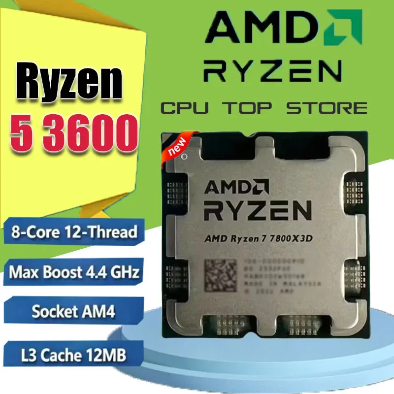 Procesador AMD Ryzen 5 3600 R5 3600 AM4 para juegos, 6 núcleos y 12 hilos, hasta 4.4GHz, desbloqueado, para computadora de escritorio, sin embalaje.