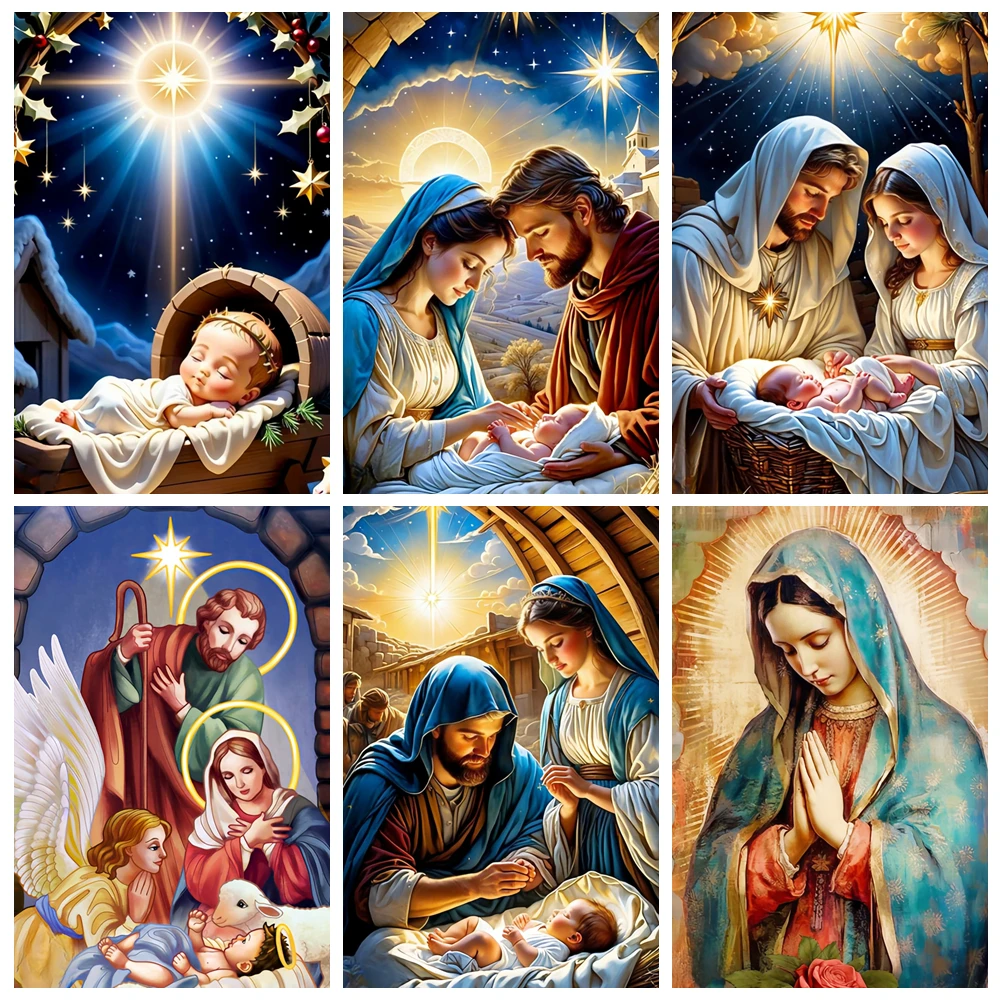 

Алмазная вышивка: Религиозная картина, портрет из страз, полная круглая вышивка, новинка, мозаика ручной работы, подарок