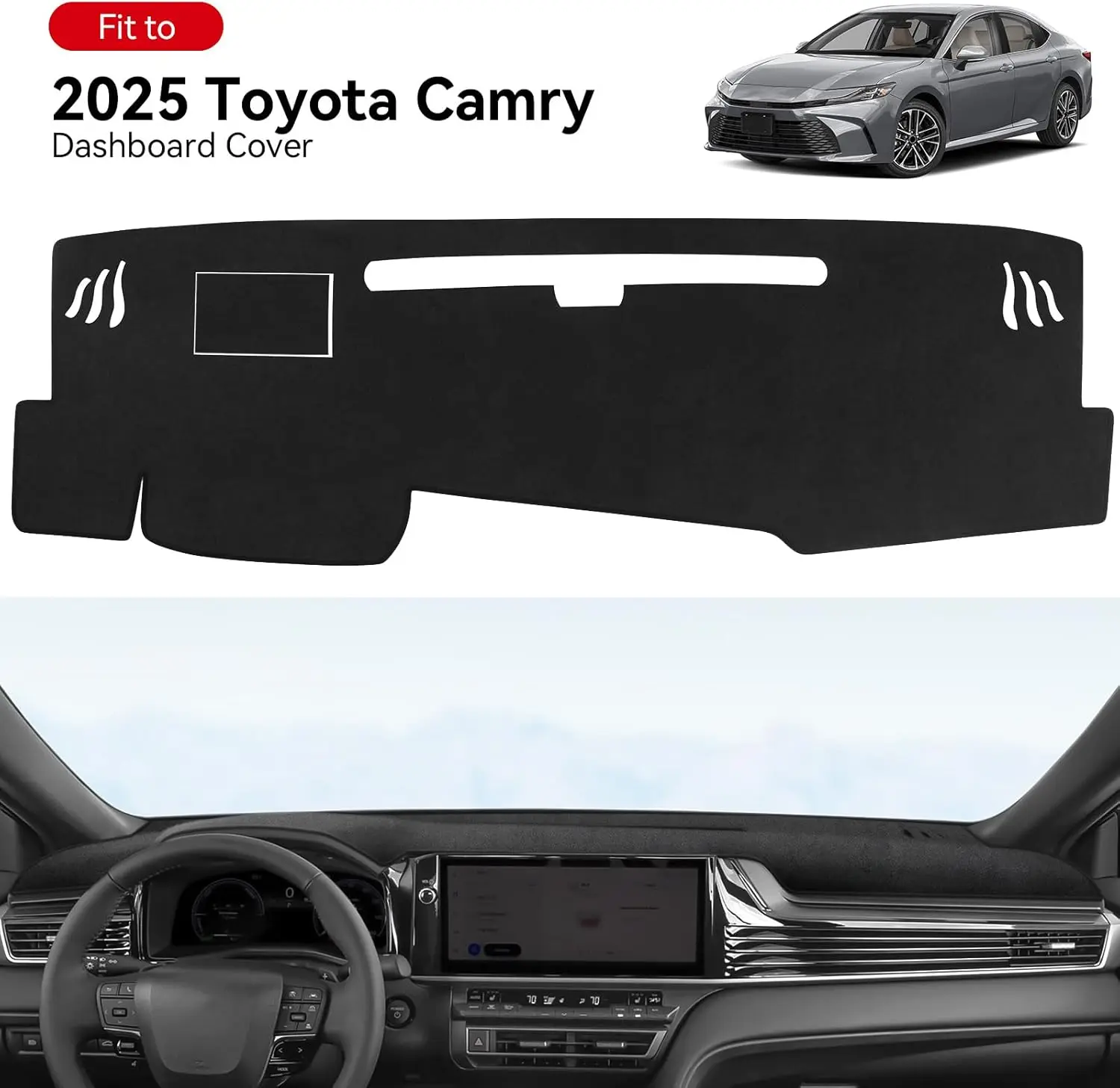 Dash Cover for Toyota 2025 2026 Camry Accessories Flannel Dashboard Cover Dash Mat Center Console Cover Sunshield Protector Pad - Image 2