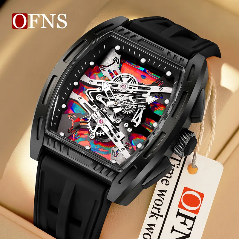 

OFNS 1209 Fashion Quartz Watch Simple Fluorescent Sports Men's Business Watch Waterproof Creative Laser Phantom Watches for Men