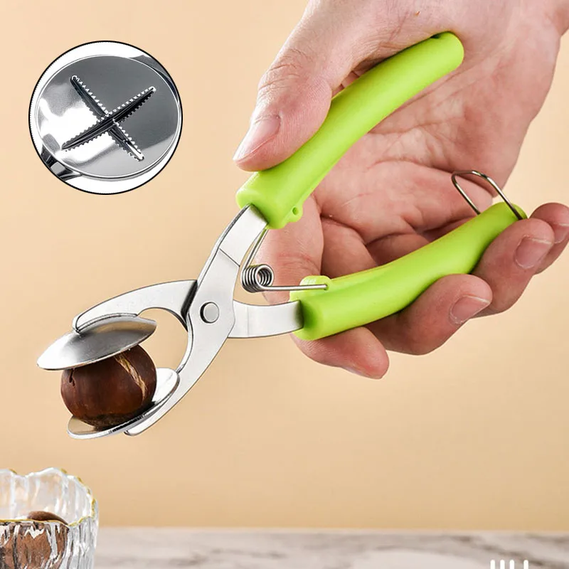 Chestnuts Opener Clip Nut Cracker with 304 Stainless Steel Blade Walnut Cracker Sheller Metal Walnuts Pliers Kitchen Walnut Tool view 3