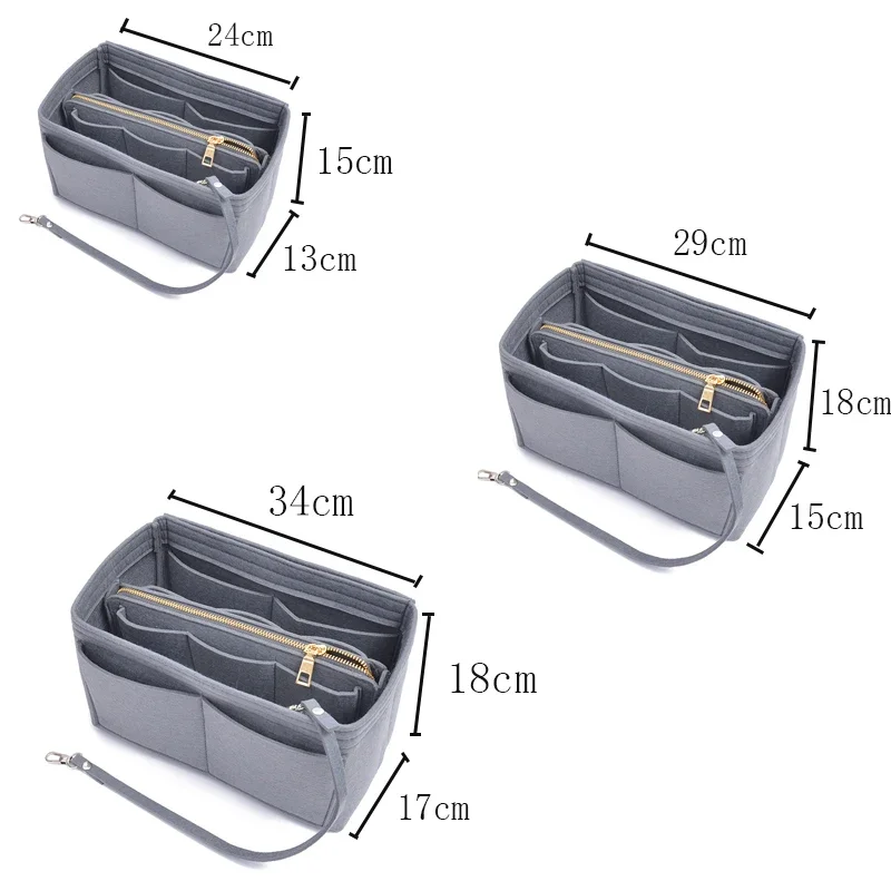 Multifunctional Large Capacity Makeup Storage Bag Felt Cloth Liner Travel Insert Portable Bag in Bag Cosmetic Organizer