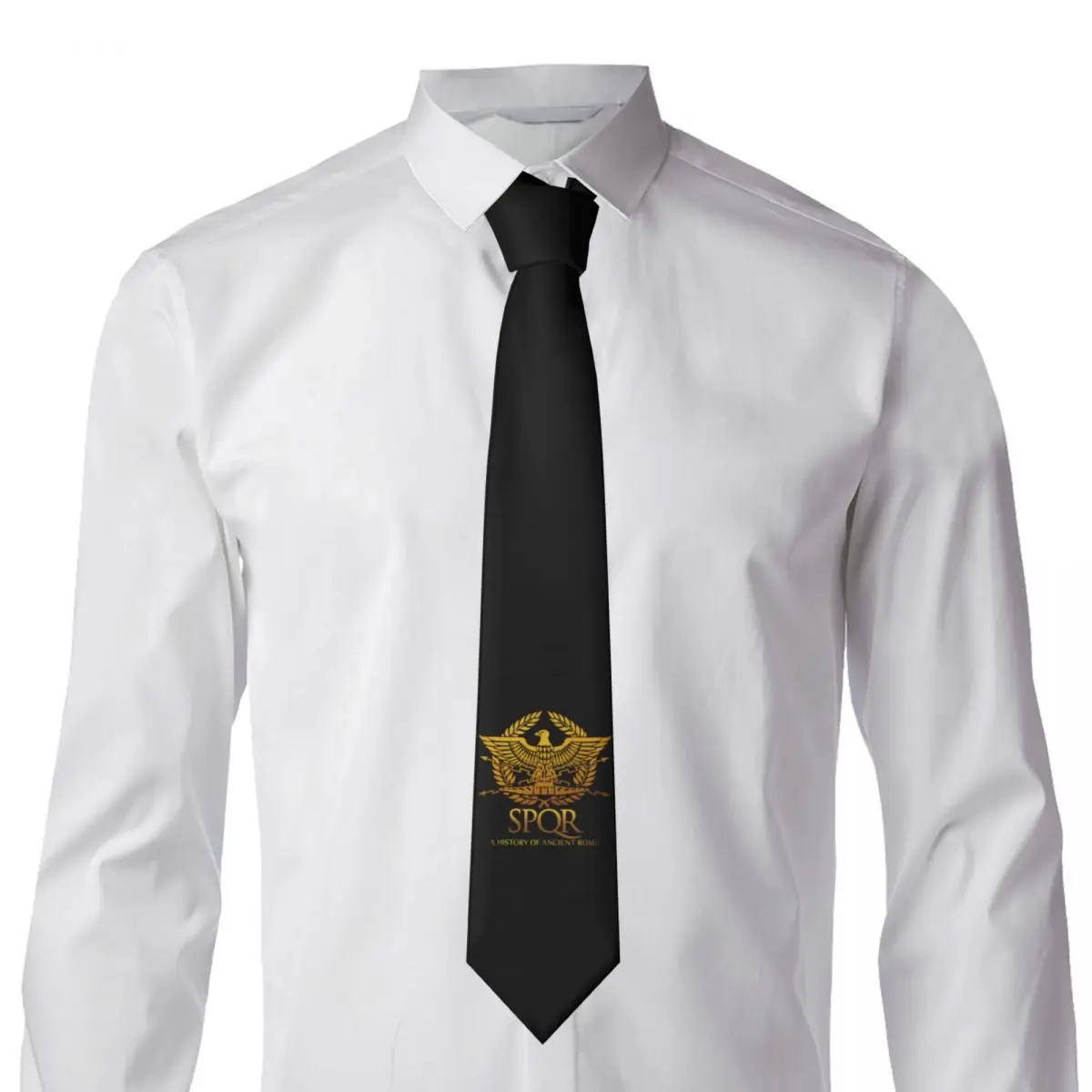 SPQR Roman Empire Necktie Men Personalized Silk Gladiator Tshirt Imperial Golden Eagle Emblem Neck Tie for Office