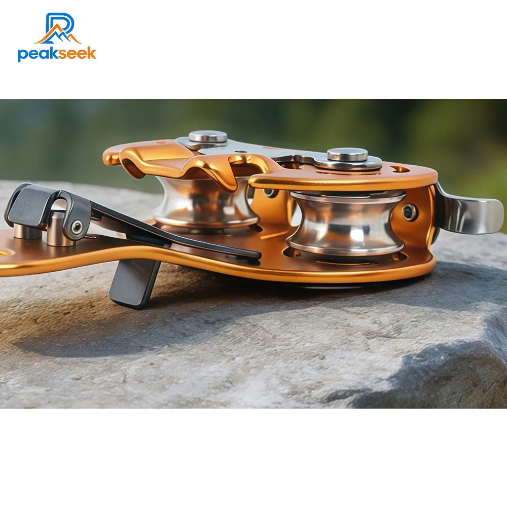 Peakseek XD9789 Lightweight Sliding Cable Double Pulley 22KN 150KG Load for Outdoor Crossing Rock Climbing