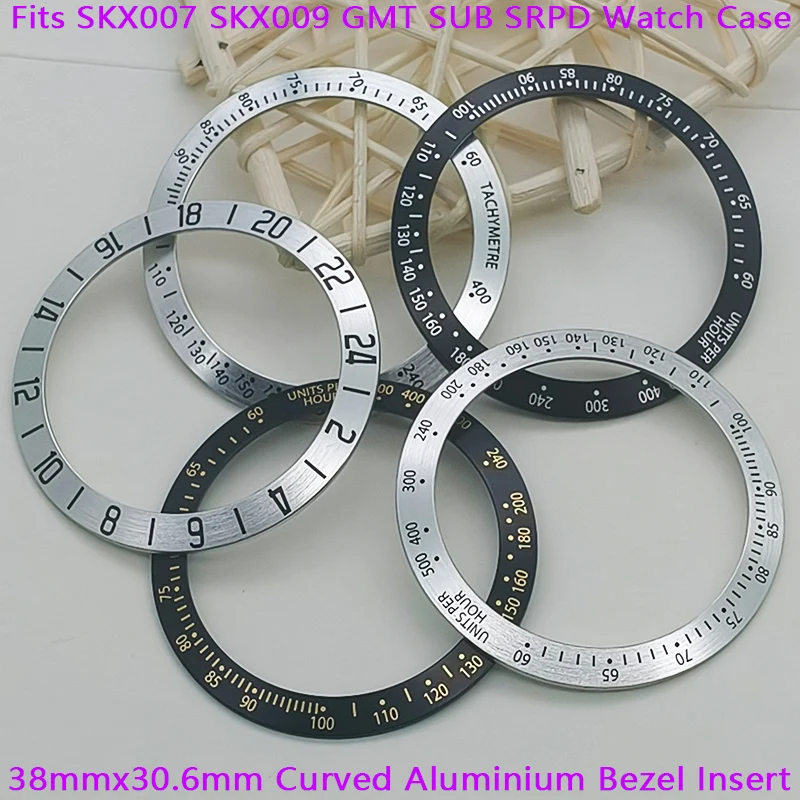 

Curved Aluminium Bezel GMT/SUB Bezel Ring 38mmx30.6mm Fits SKX007 SKX009 GMT SUB Case NH35 NH36 Movement Men Watch Repair Parts