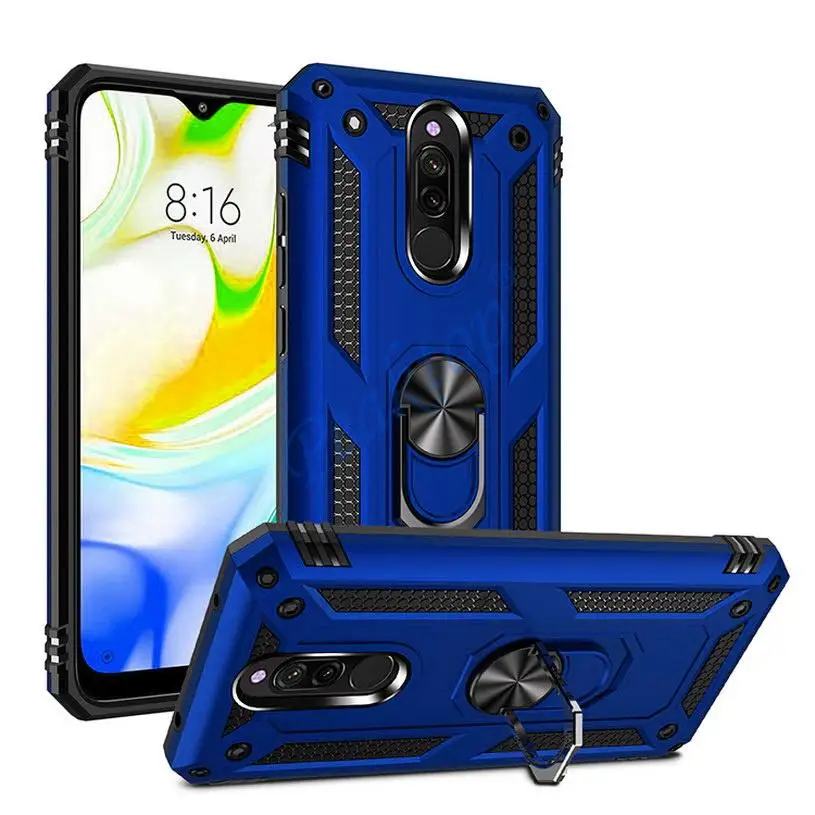 Luxury Armor Shockproof Case For Xiaomi Redmi 8 Cover Silicone Bumper Case For Redmi 8A redmi8 7 7A 9 9A 9C Metal Ring Cover