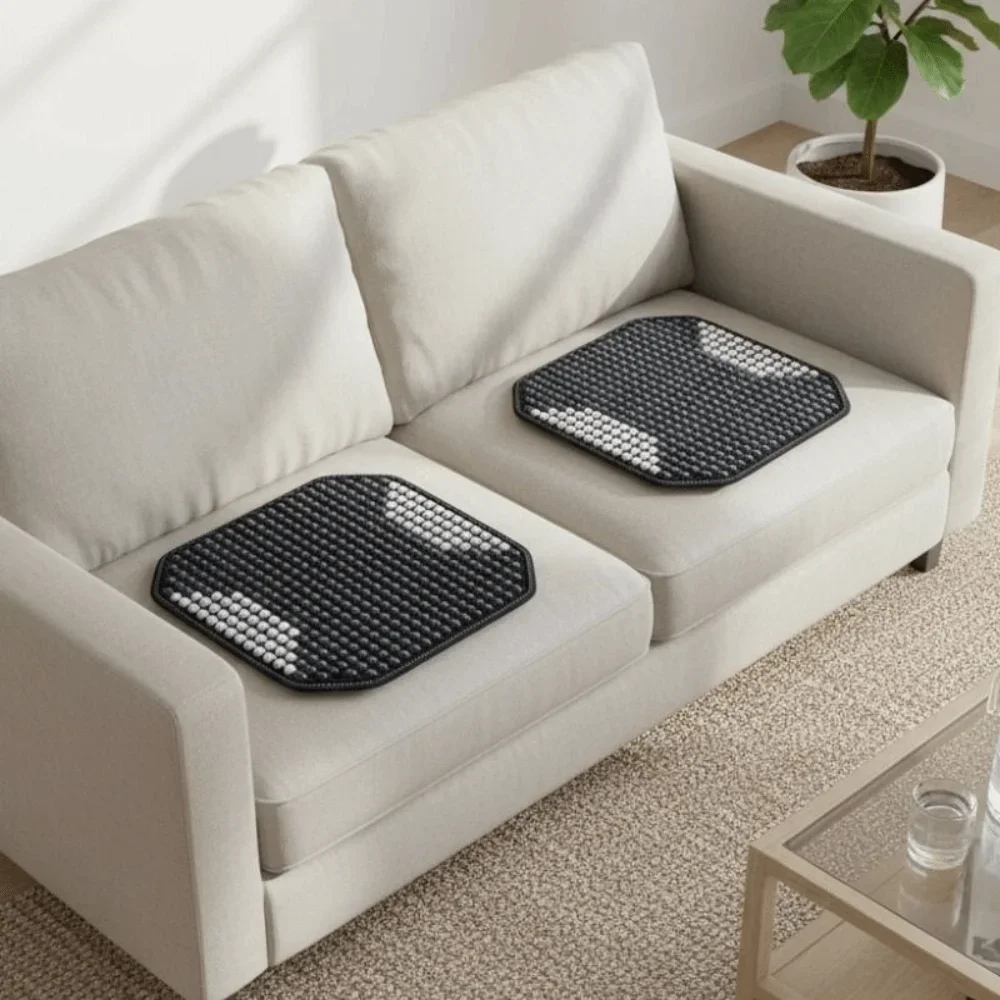 Breathable Summer Wooden Beads Seat Cushion Non-slip Base Wear-resistant Car Seat Pad Ventilated Square Cooling Chair Cushion