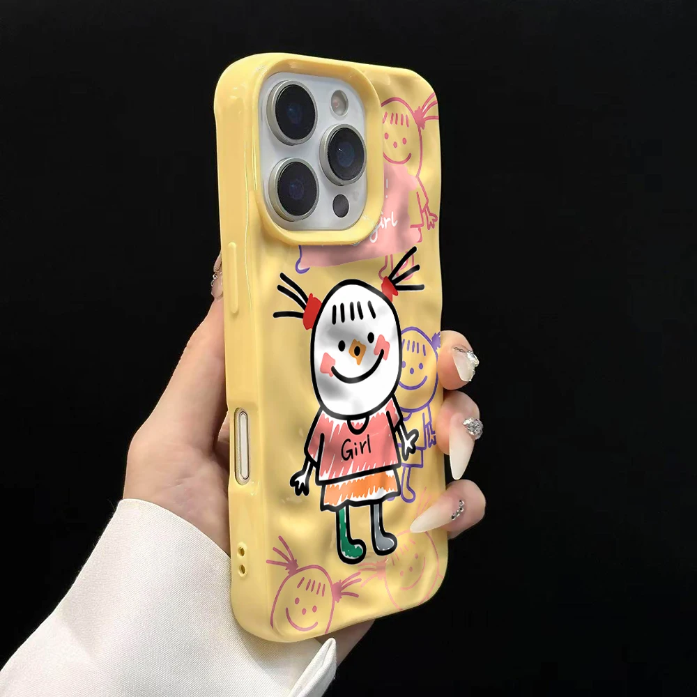 Koreanisches Niedliches Mädchen-Linien-Design Weiche Silikon-Handyhülle für iPhone 17 16 15 14 13 12 11 Pro Max 14 Plus 17Air Falten-Wellen-Design – Detail 11
