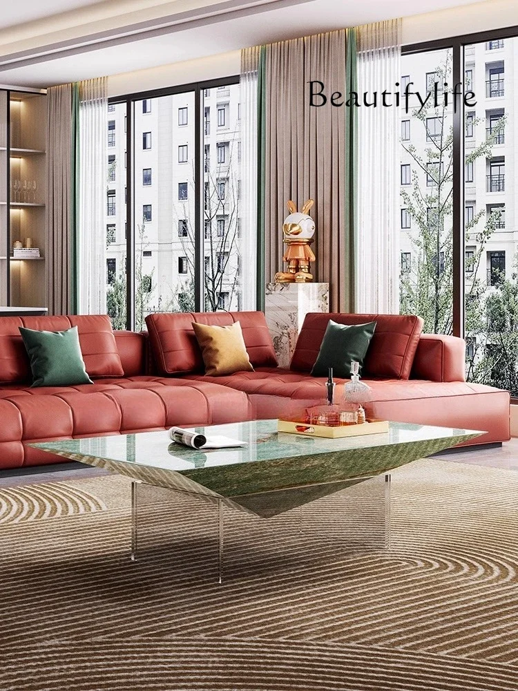 

hogar High-end coffee table household living room acrylic suspension design creative minimalist luxury stone art coffee table