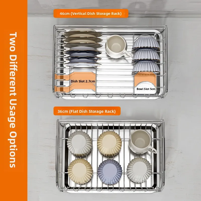 Stainless Steel 304 Kitchen Storage Rack Dish Drainer Basket Bowl Plate Drainage Stand Utensil Holder Counter Top Organizer view 4