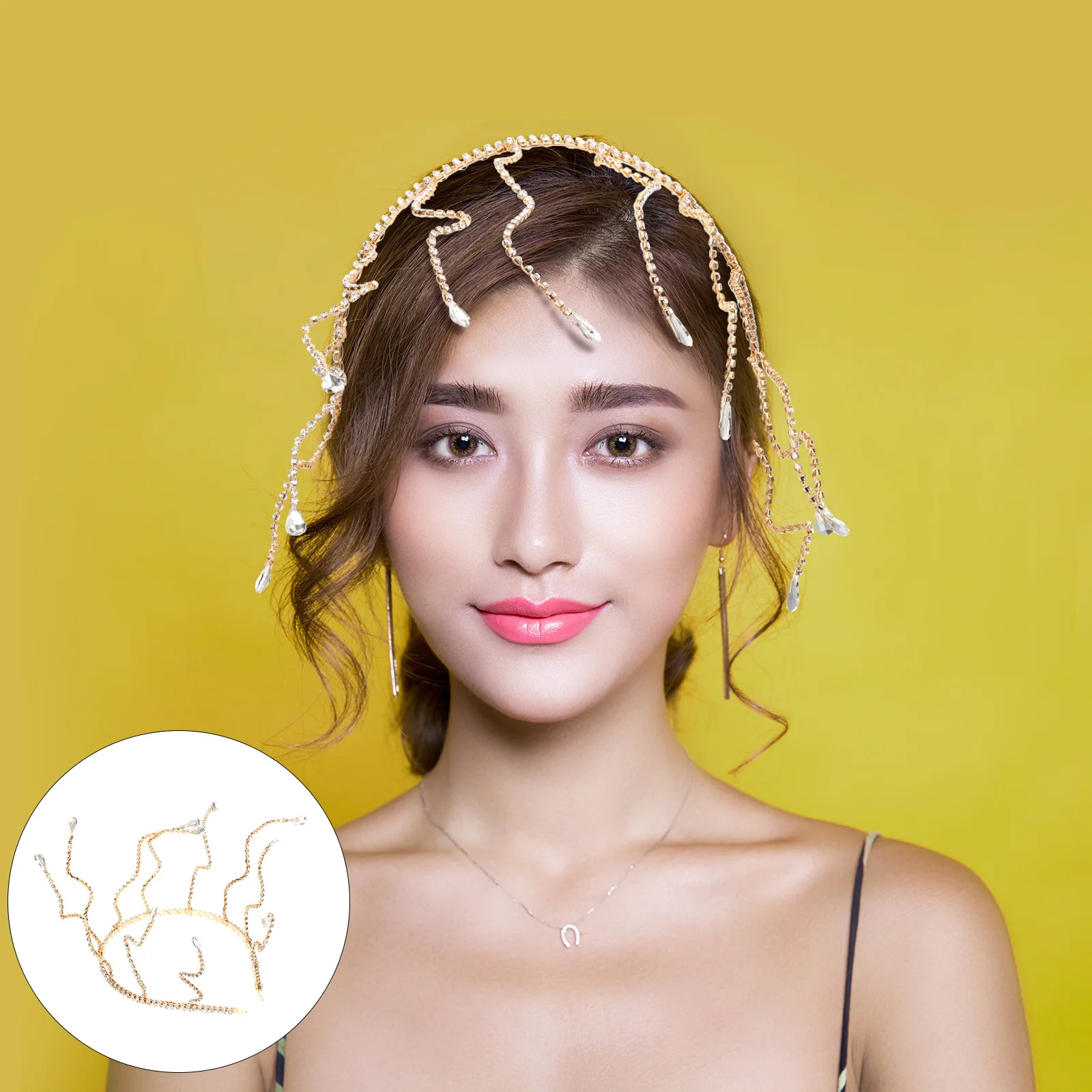 

Bride Rhinestone Headband Wedding Headdress Exquisite Workmanship Durable Luster Accessory Wedding Headbands for Bride