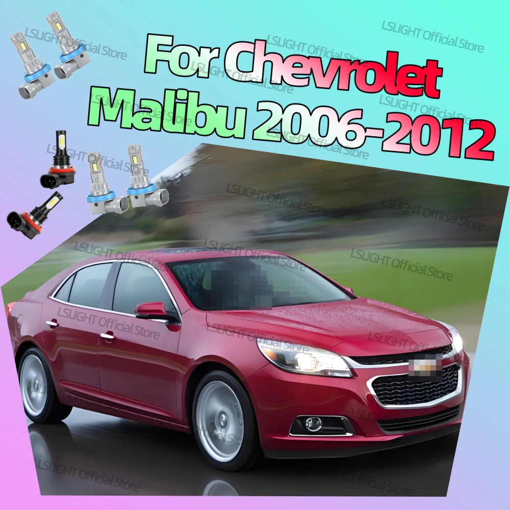 

2/6x для Chevrolet Malibu 2006 2007 2008 2009 2010 2011 2012 светодиодные фары дальнего и ближнего света 6000K противотуманные фары 12 В комплект для переоборудования