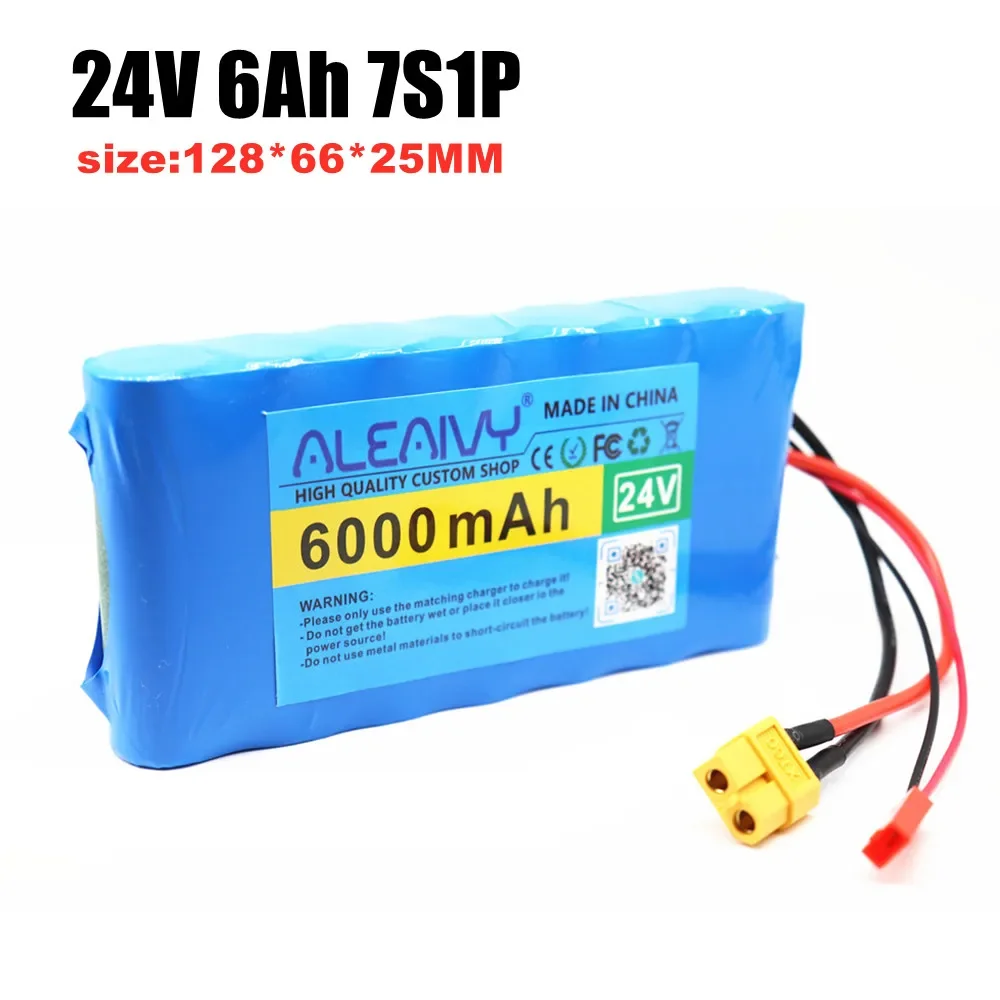 24V 6Ah 7S1P 25.2V 29.4V 6000mAh Lithium-ion Battery Pack for Small Electric Unicycles Scooters Toys Bicycle Built-in BMS