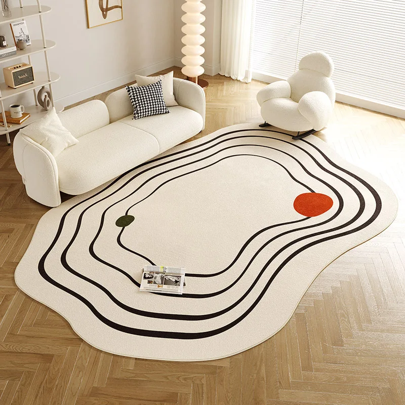 Cream Style Carpets for Living Room Irregular Shape Bedroom Decor Carpet Fluffy Soft Lounge Rug Home Thickened Plush Floor Mat