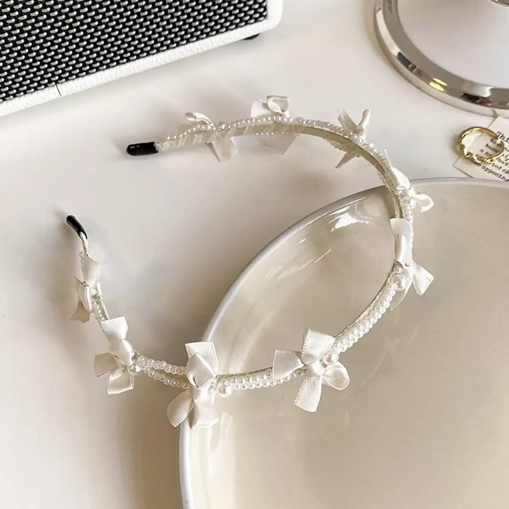

Sweet Korean Style Pearl Hair Band Headwear Ins Bow Headband Headband Hair Accessories Pearl Hair Hoop Ladies