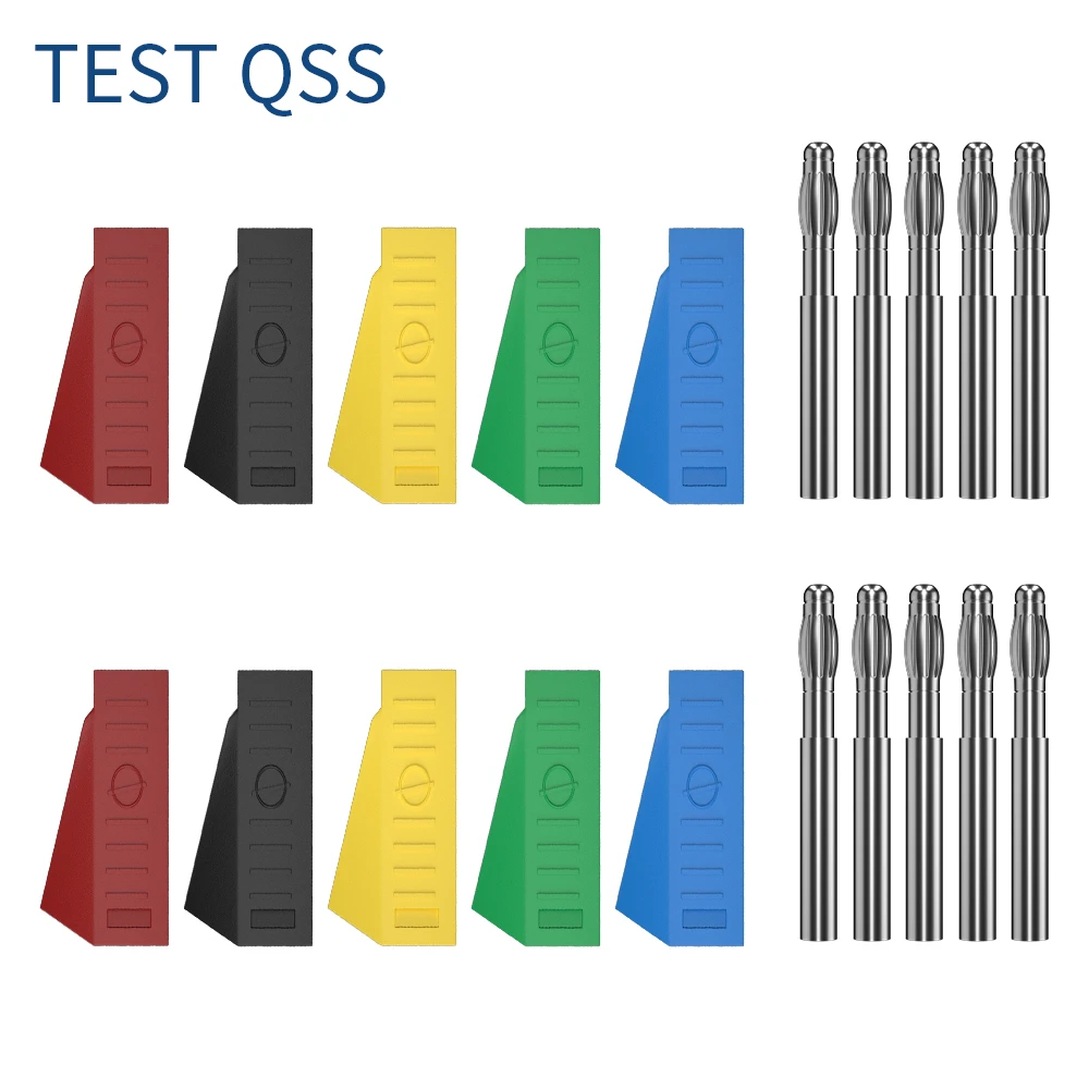 

QSS 10PCS 4mm Stackable Banana Plug Copper Nickel Plated Soldering Electrical Connectors for DIY Tools Q10029