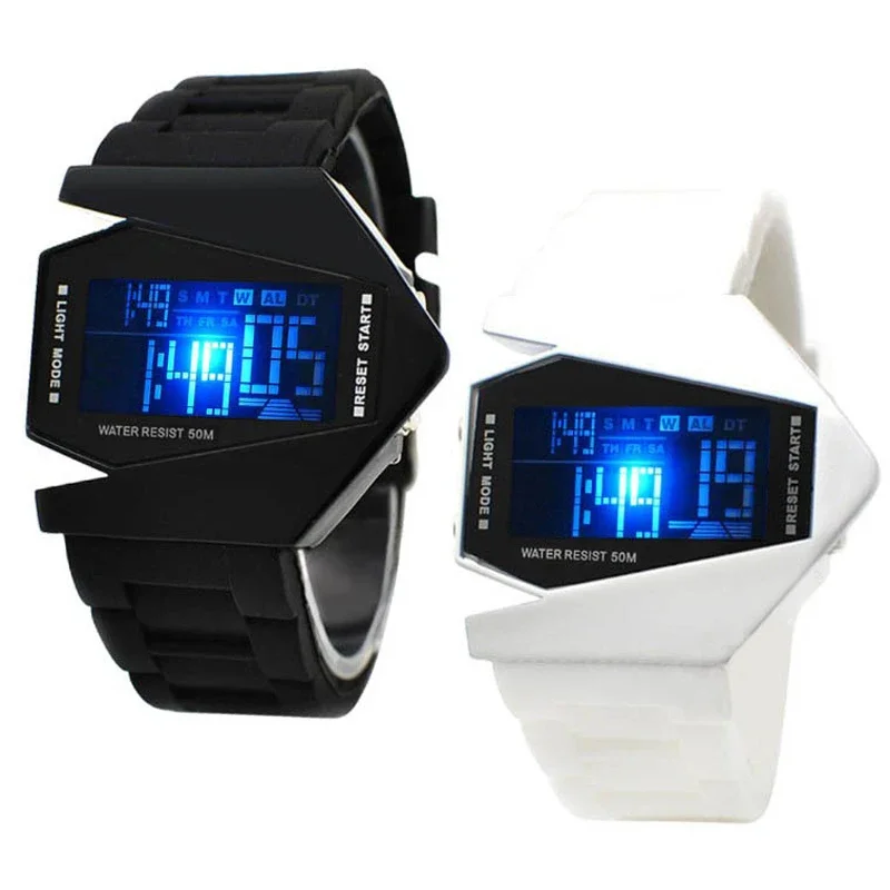 Fashion Led Luminous Watch Men Women Digital Sport Watch Aircraft Bomber Style LED Military Force Digital Wristwatche