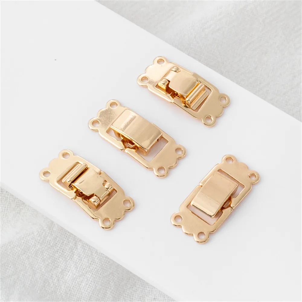 14K gold color two row three row smooth watch buckle jewelry bracelet diy buckle accessories