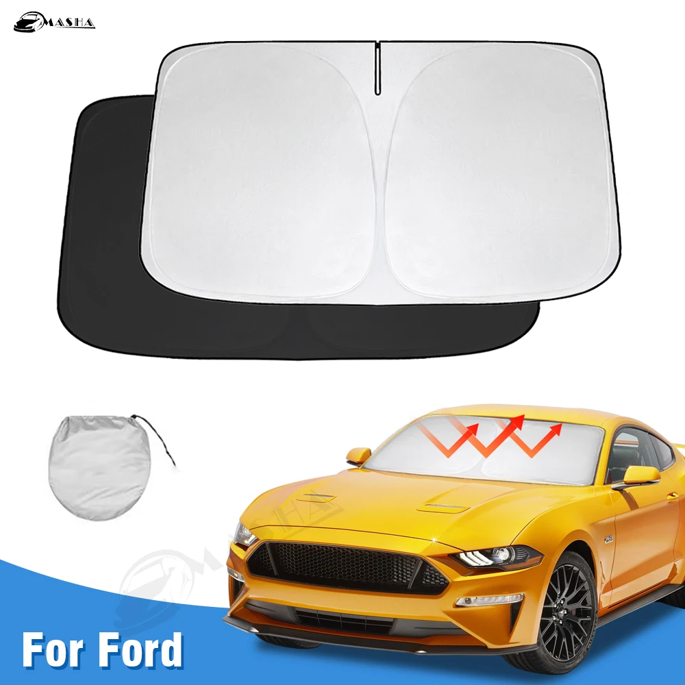 Windshield Sun Shade for Ford Mustang 2015-2021 (NOT for Mach-E) Car Sunshade Cover Foldable Sun Visor Protector Blocks UV Rays