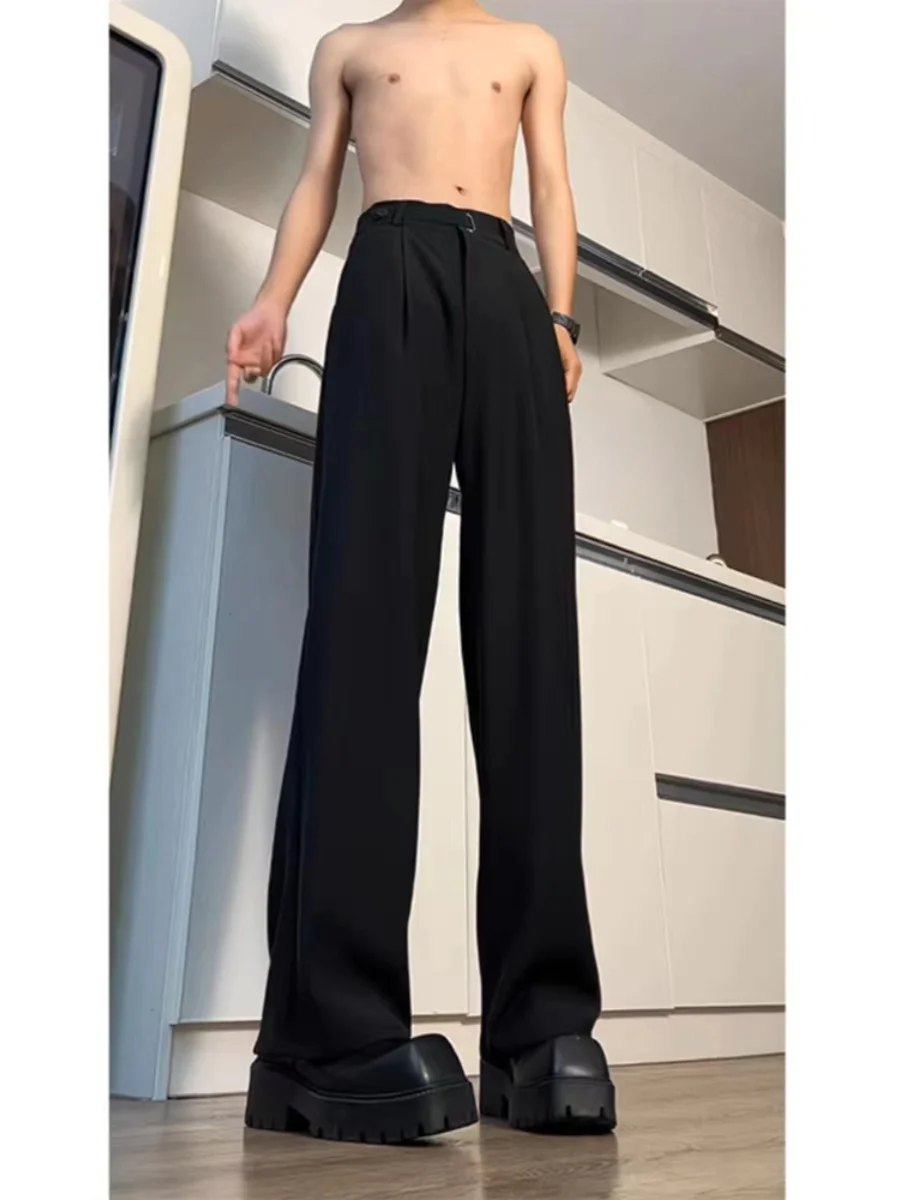 

Bla Slim Fit Men's Trousers Drapey Cool Sle Long Pants Straight Leg Micro Flared Pants Casual Summer Polyester Fiber