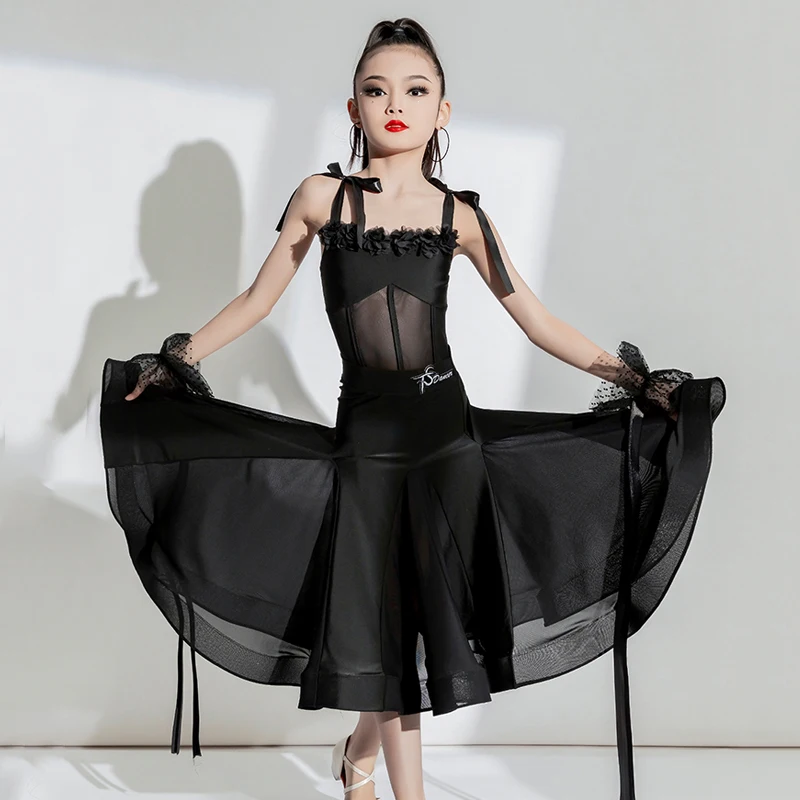 Ärmelloses modernes Tanzkleid für Mädchen, Walzer, Gesellschaftstanz, Wettbewerbskleid, Kinder, Chacha, Samba, Rumba, Tanzkostüme