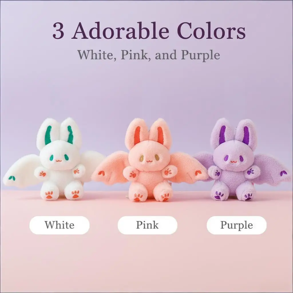 Kawaii Fledermaus Kaninchen Plüschtier Rosa Weiß Lila Niedliches bezauberndes Stofftier Weiche Puppe Junge Mädchen Kinder Einzigartiges Fantasy-Kreatur-Geschenk