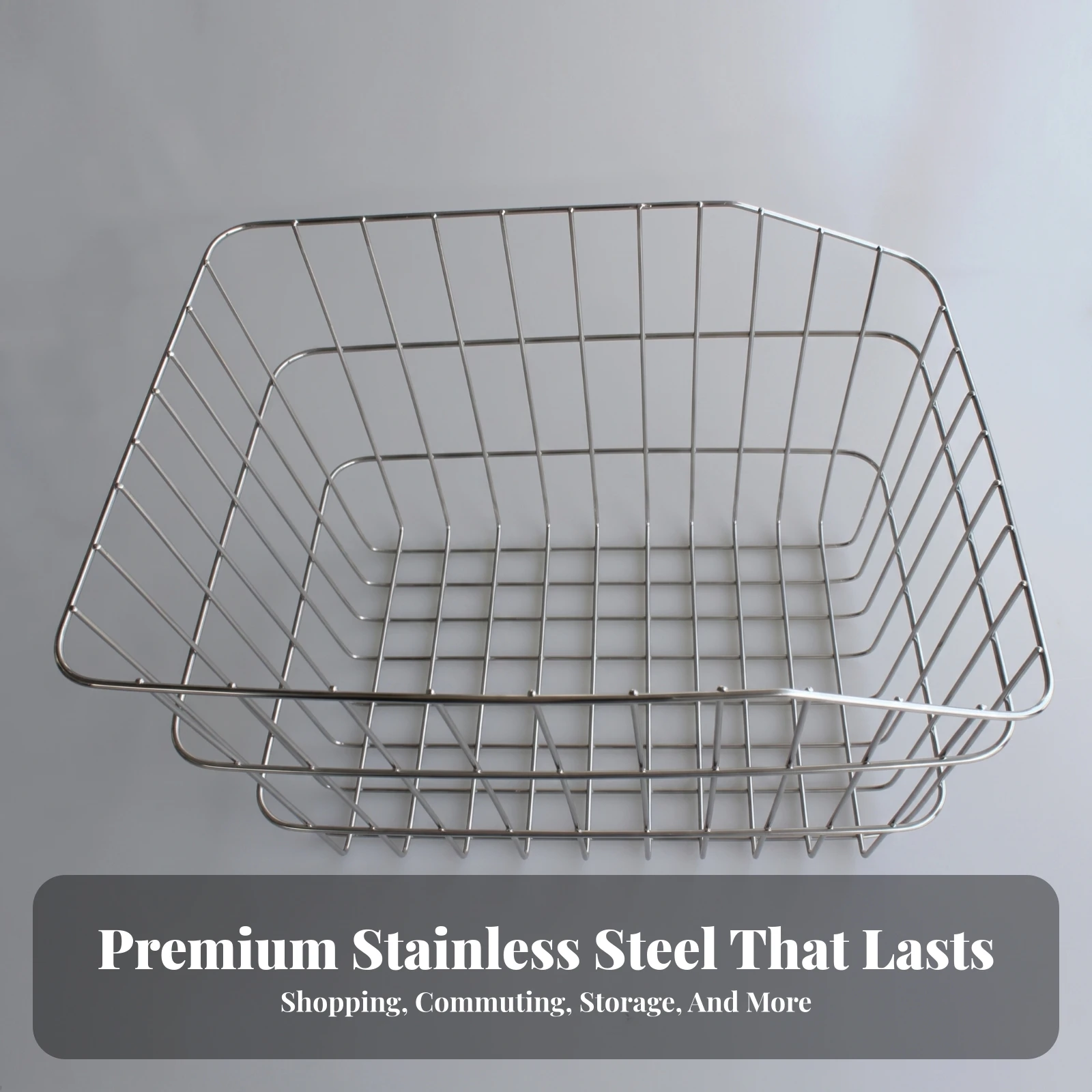 Rear Bike Basket with Mounting Bracket Stainless Steel Bike Rear Basket Tapered Sturdy for Commuters, Commuting, Shopping