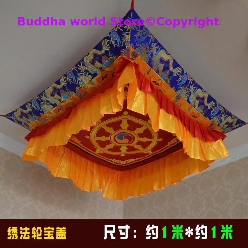 100CM wholesale Buddhist supply Buddhism HOME Temple Dragon Embroidery Buddha Hanging Altar suspended ceiling curtain Deco cover