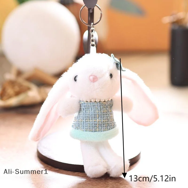 【E】Sweet Cute Bunny Plush Toy Cartoon Stuffed Doll Keychain Bag Pendant Backpack Hanging Decoration Lovely Gifts