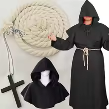 Medieval Monk Hood Cloak Sorcerer Priest Costumes Halloween Robe Wizard Knight Cape Adult Teens Outfit Party Props Set - AliExpress 
