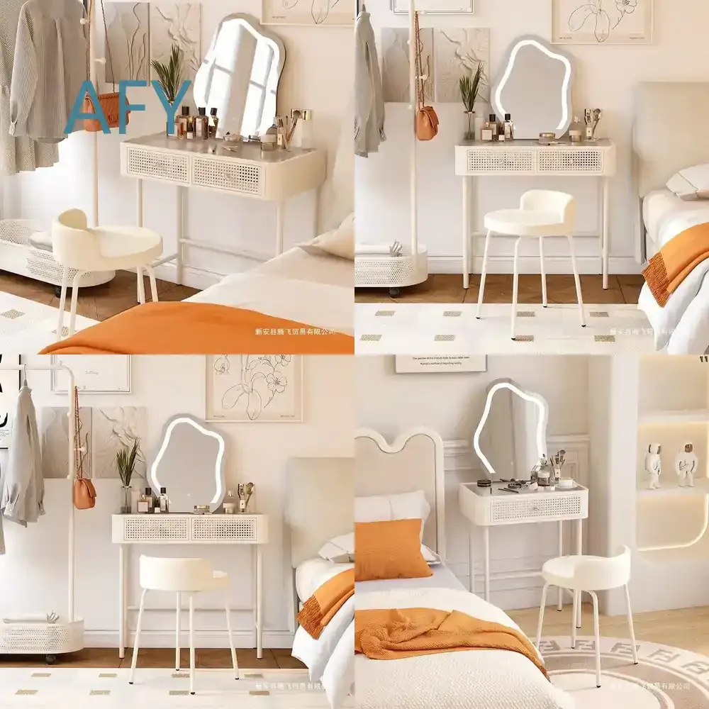 Modern Formaldehyde-Free Ironwork Dressing Table for Bedroom for Small Apartments for Makeup Vanities for Women for Home