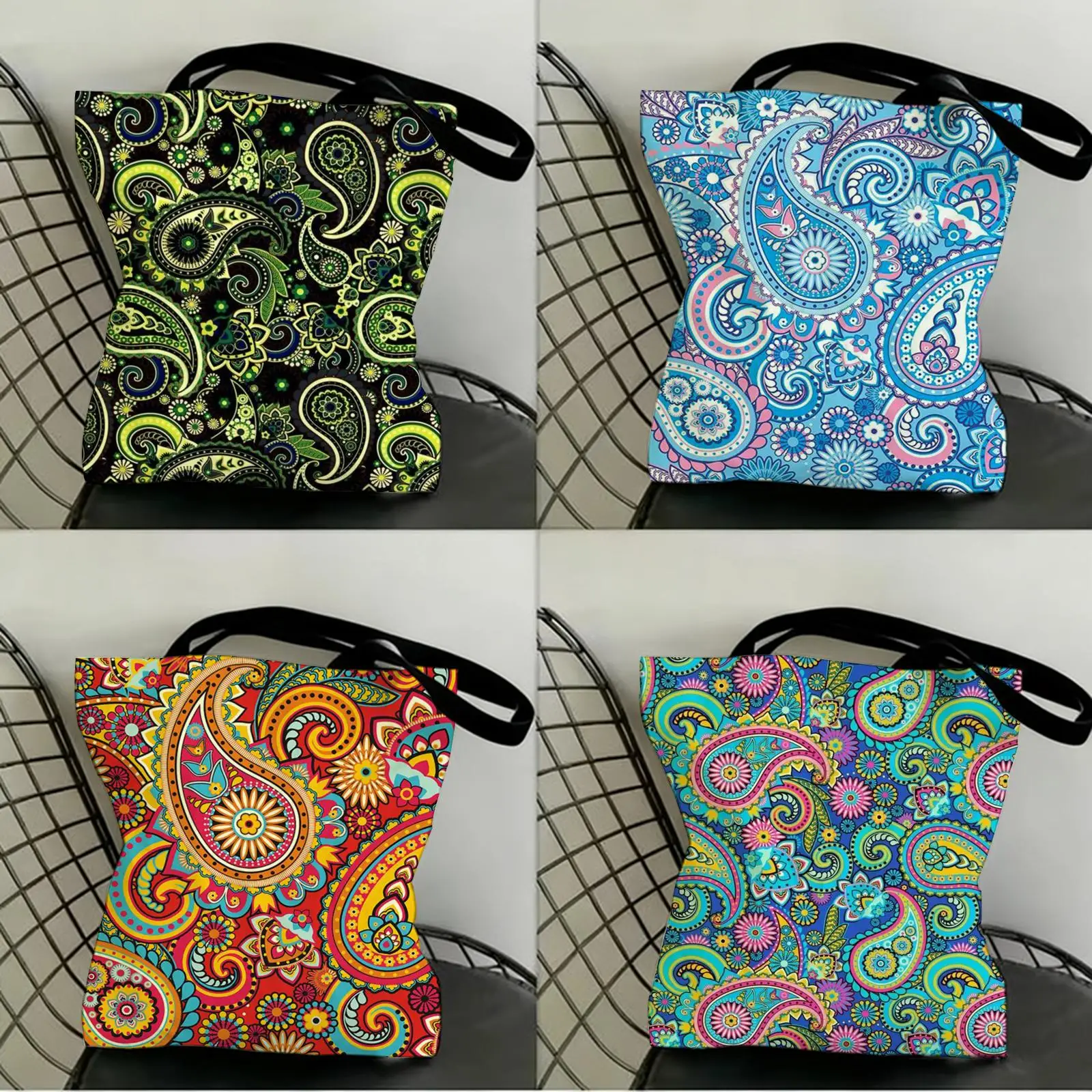 

Painted Design P-PaisleyS Storage Bags Canvas Double-Sided Print Shopping Bag Large Capacity Aesthetic Reusable Tote Bag