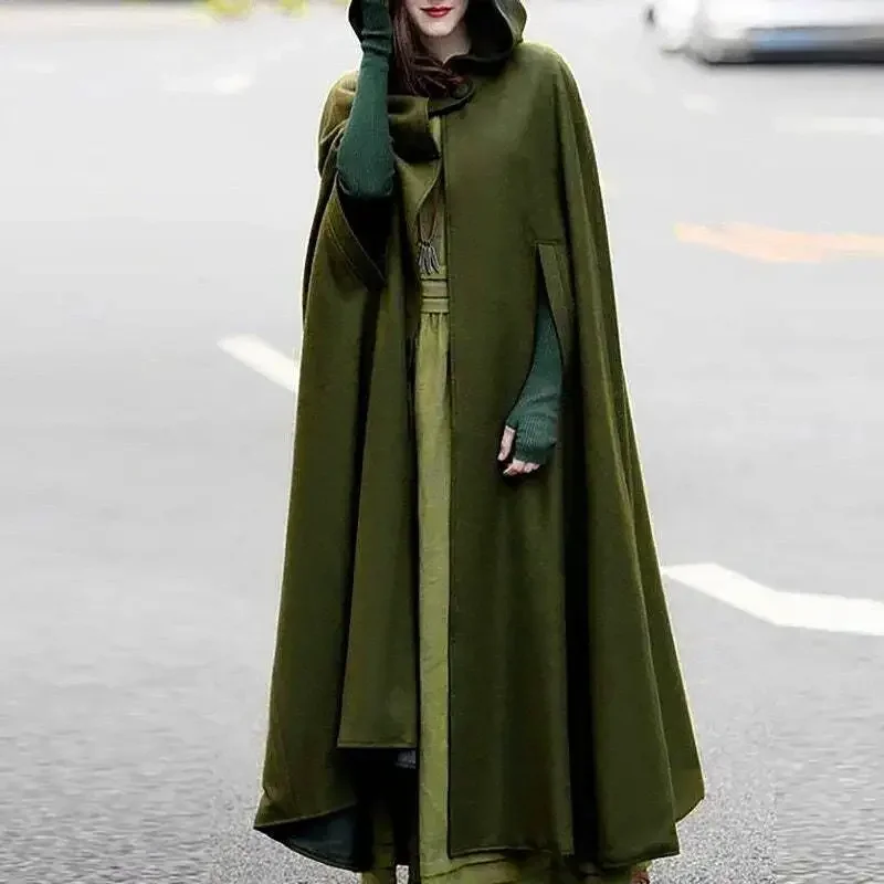 Retro Long Sleeve Gothic Cape Medieval Style Women Hooded Thin Cloak Vampire Devil Assassin Costume Halloween Wear view 4
