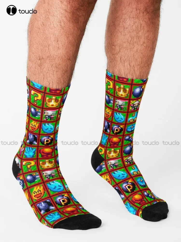 Bomberman Item Mozaique Socks Socks For Girls Personalized Custom Unisex Adult Teen Youth Socks 360° Digital Print Harajuku Gift