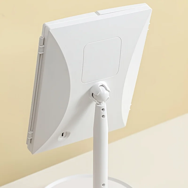 Espelho de maquiagem iluminado triplo com ampliação 3x/2x, espelho cosmético de bancada de luz led de 3 cores, dobrável de viagem mak