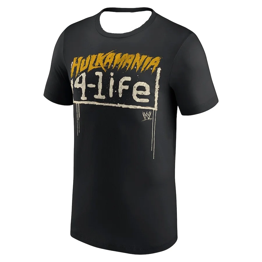 ملابس الصيف الرجالية WWE Black Hulk Hogan Hulkamania 4-Life تي شيرت سريع الجفاف يمتص العرق تي شيرت موتو