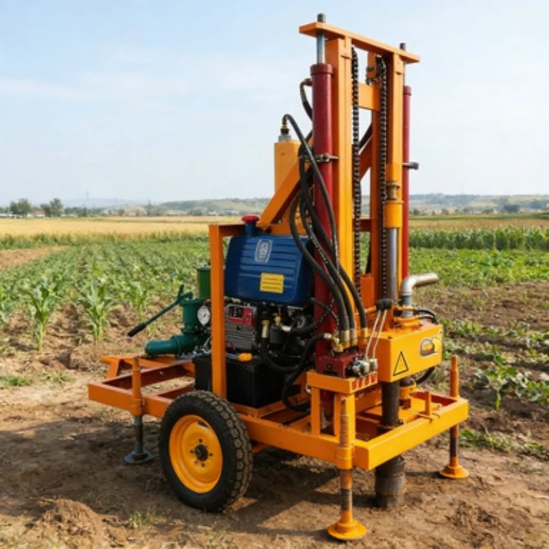 Wheel Type 150m Water Well Rig with Foldable Mast Low Clearance Transport No Disassembly
