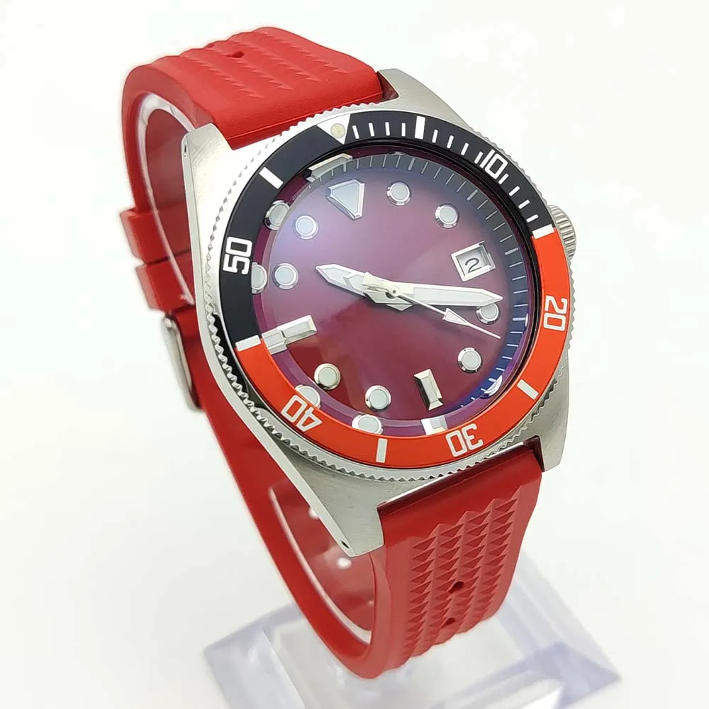 Men\'s Red Watch NH35 Automatic Mechanical 316L Waterproof Case with Sapphire Glass Sterile Dial Casual Fashion Clock