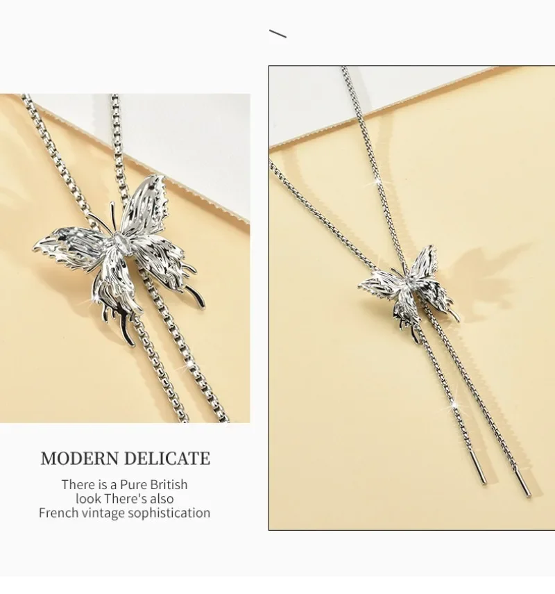 

A unique and sweet women's necklace, fashionable and trendy, a necklace pulled out by a butterfly