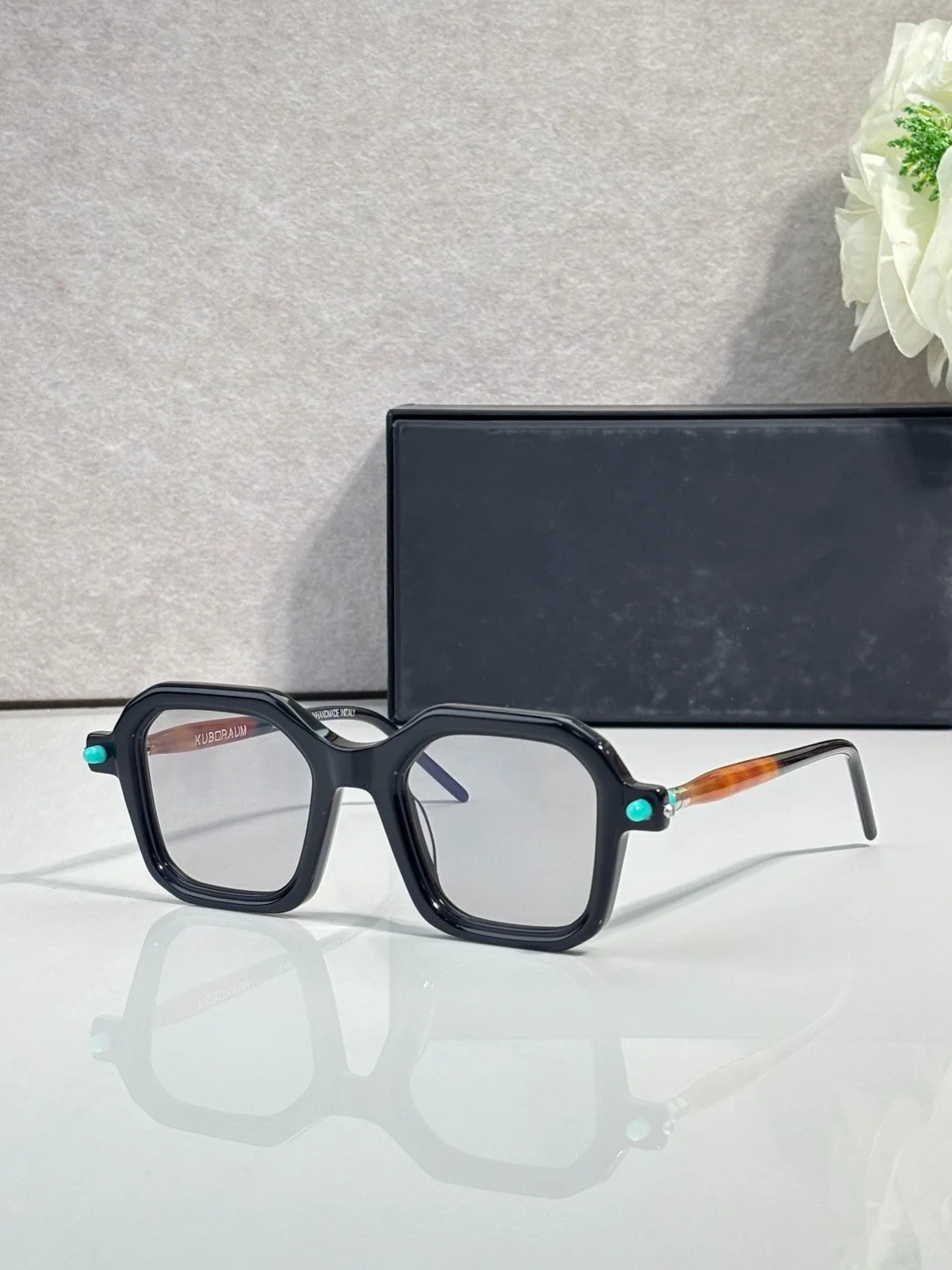 Maske P9 Designer Chunky Square Acetate Sunglasses, Light Tinted Lens, Premium Handmade Rivet Detail for Unisex