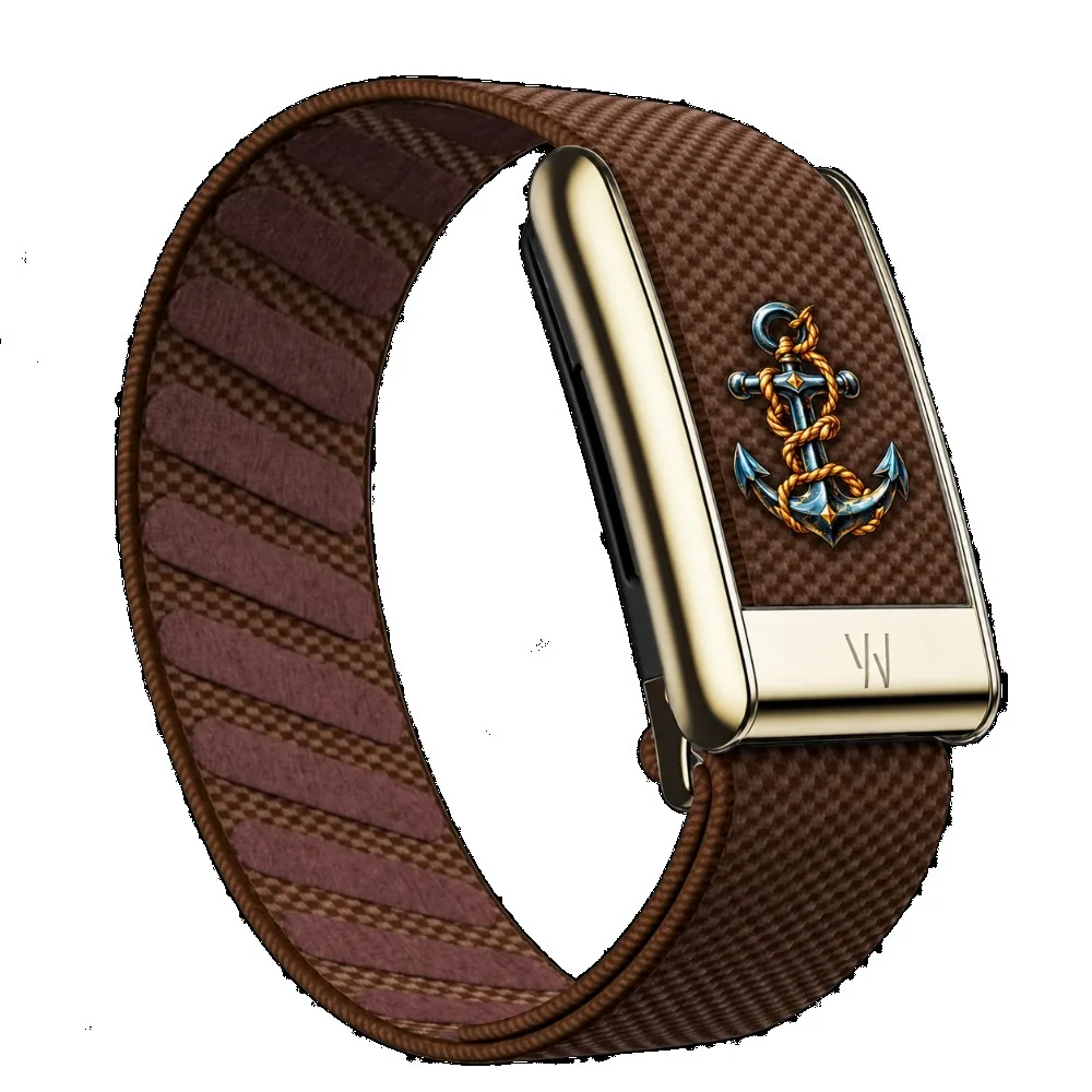 Vintage Anchor Rope Print Nylon Woven Sport Strap For WHOOP 5.0 MG Navy Marine Style Replacement Fitness Band