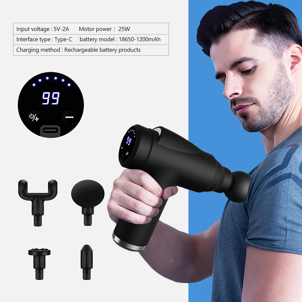 Electric Massage Gun Deep Tissue Facial Massgaer 99 Levels Arms Back Leg Muscle Relaxing For Body Back Arm Sport Fitness