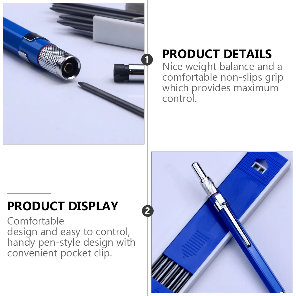 مجموعتان من أقلام الرصاص الميكانيكية، قلم رسم نجار لصياغة العلامات على الرصاص السيراميكي المصنوع من الفولاذ المقاوم للصدأ #2