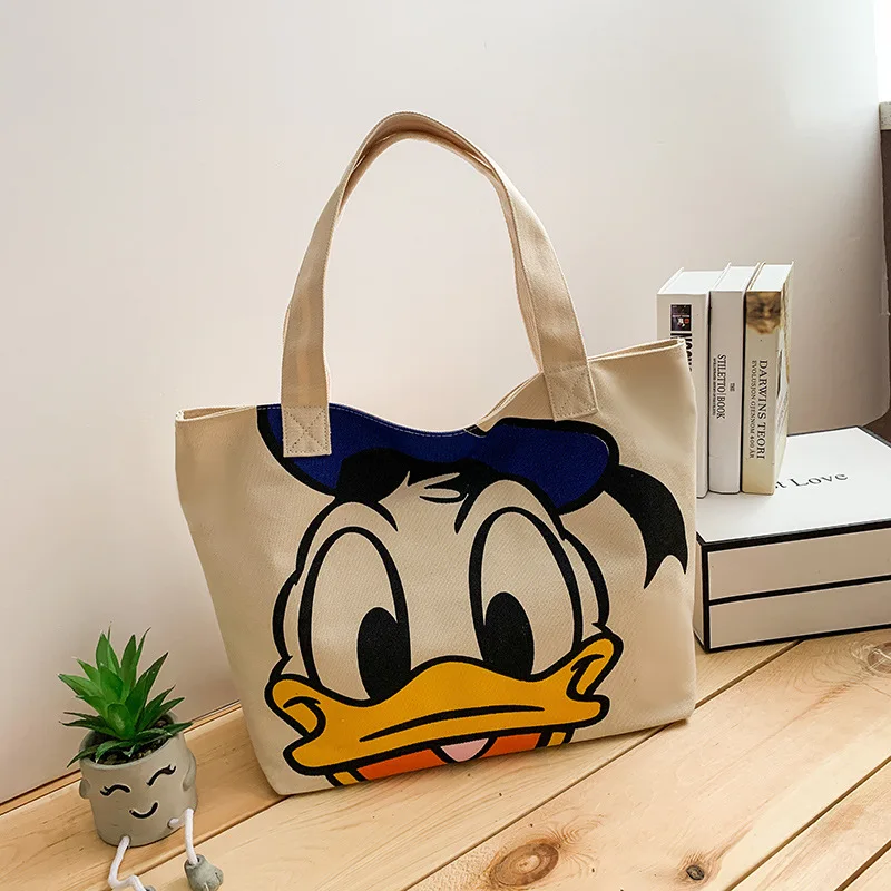 Large Capacity Bag Women 2022 Fashion Trendy Canvas One Shoulder Messenger Bag Students Girls Hanbag Mickey Cartoon Print Tote