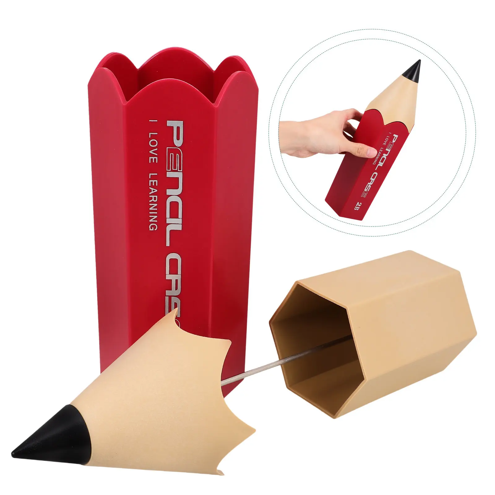 

Держатель для ручек в форме карандаша с крышкой, креативный пенал, подставка для кистей для макияжа, настольный органайзер для канцелярских принадлежностей, офисные принадлежности