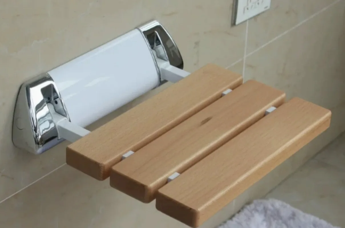GAPPO Wall Mounted Shower Seats Solid Wood Folding Seat Bathroom Relax Chair  Stool Toilet   WY815